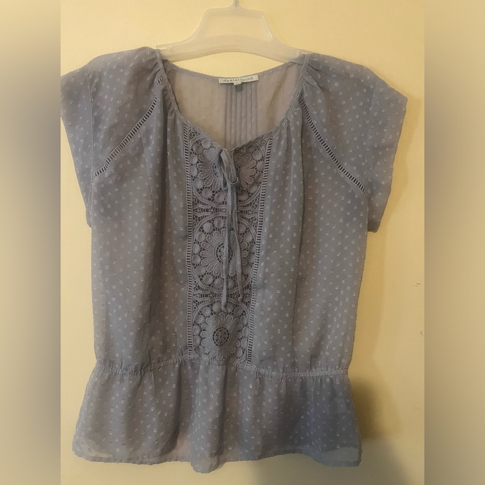 EUC large Daniel rainn grey patterned blouse